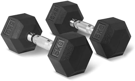 Amazon Basics Gummi Ummantelte Sechskant-Hantel-Set – Umweltfreundlich und nachhaltig für Home-Workout