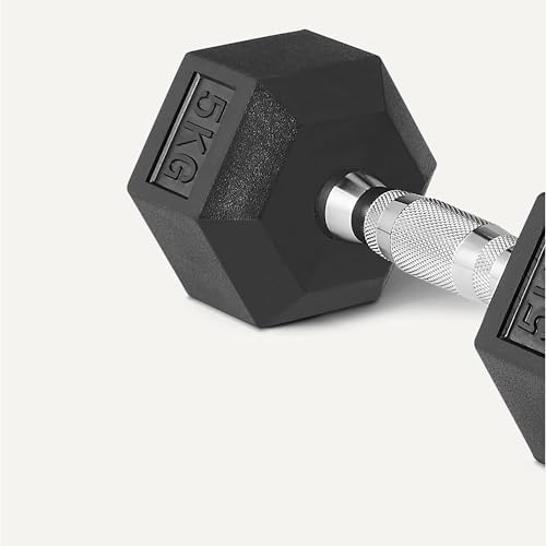 Amazon Basics Gummi Ummantelte Sechskant-Hantel-Set – Umweltfreundlich und nachhaltig für Home-Workout