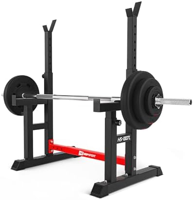 Hop-Sport Langhantelständer - Verstellbares Squat Rack für Krafttraining Zuhause, bis 400 kg Belastbarkeit, Ideal für Kn