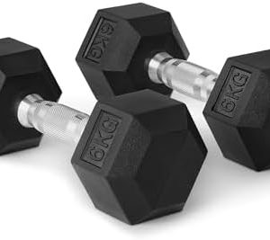 Amazon Basics Gummi Ummantelte Sechskant-Hantel-Set – Umweltfreundlich und nachhaltig für Home-Workout