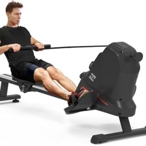 Neezee Rudergerät für zuhause – Magnetisches Rudergerät mit 16 Widerstandsstufen, leise und platzsparend mit LCD-Monitor