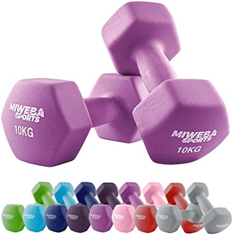 Miweba Sports Neopren Hantelset NKH100 | Profi Kurzhanteln 0.5-10.0 Kg für effektives Training zuhause