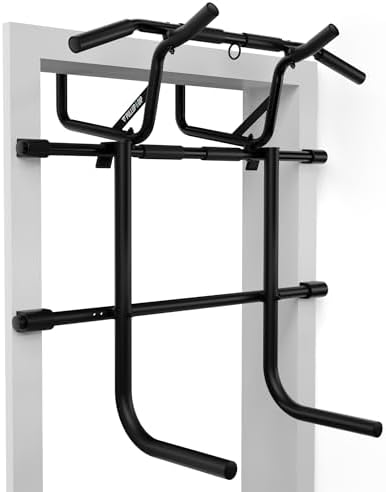 PULLUP & DIP Klimmzugstange für Türrahmen – Profi Pull-up Bar mit gepolsterten Griffen für sicheres Training ohne Schrau
