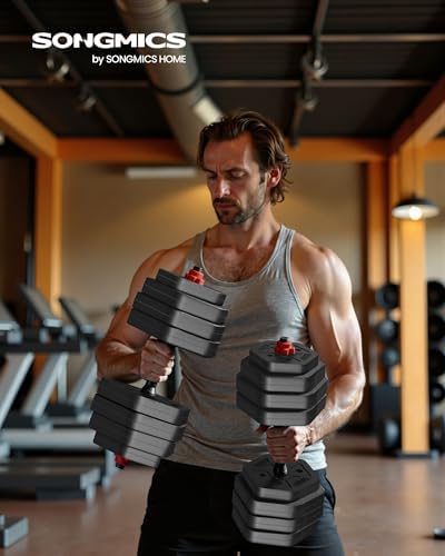 SONGMICS Hantelset 10-40 kg, Hexagon Hanteln mit Verbindungsstange für effektives Home-Workout und Fitnesstraining