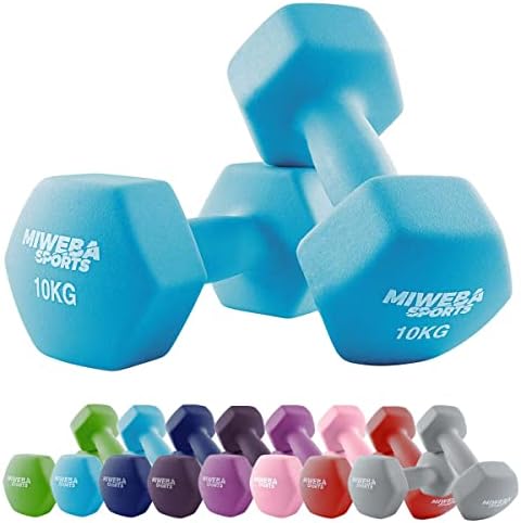 Miweba Sports Neopren Hantelset NKH100 | Profi Kurzhanteln 0.5-10.0 Kg für effektives Training zuhause