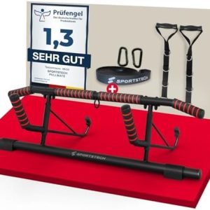 Sportstech Pullmate Klimmzugstange für Zuhause – Einhänge- & Türrahmenmontage, rutschfeste Griffe, 200 kg belastbar, ink
