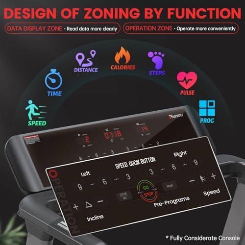 PASYOU Elektrisches Laufband für Zuhause mit 2,5 PS, 10 Stufen Neigungsverstellung, klappbar & LED-Anzeige