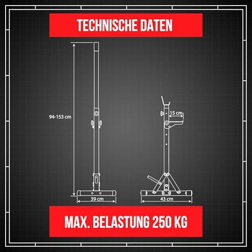 K-Sport: Verstärkter Squat Rack für bis zu 250 kg – Höhenverstellbarer Hantelständer für effektives Muskeltraining zuhau