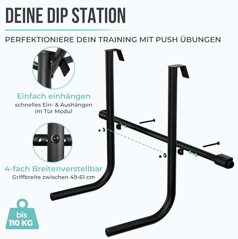 PULLUP & DIP Klimmzugstange für Türrahmen – Profi Pull-up Bar mit gepolsterten Griffen für sicheres Training ohne Schrau