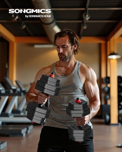 SONGMICS Hantelset 10-40 kg, Hexagon Hanteln mit Verbindungsstange für effektives Home-Workout und Fitnesstraining