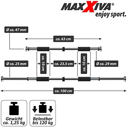 Klimmzugstange von – Stufenlos verstellbar 63-100 cm für Türrahmen – Perfekt für Home Workout und Bodybuilding