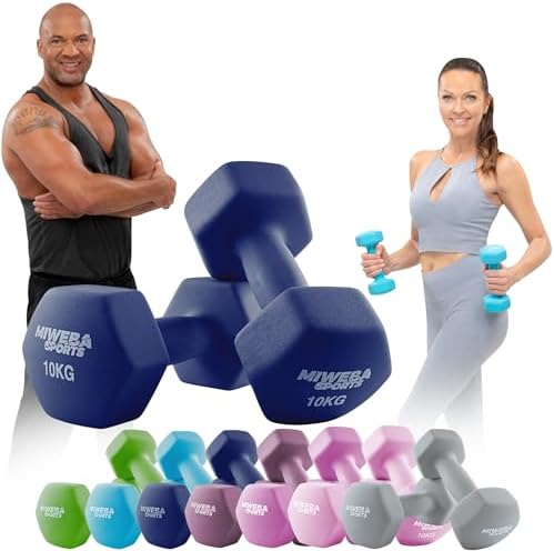 Miweba Sports Neopren Hantelset NKH100 | Profi Kurzhanteln 0.5-10.0 Kg für effektives Training zuhause