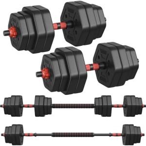 SONGMICS Hantelset 10-40 kg, Hexagon Hanteln mit Verbindungsstange für effektives Home-Workout und Fitnesstraining