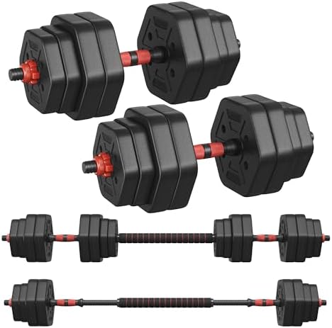 SONGMICS Hantelset 10-40 kg, Hexagon Hanteln mit Verbindungsstange für effektives Home-Workout und Fitnesstraining
