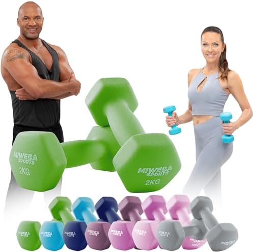 Miweba Sports Neopren Hantelset NKH100 | Profi Kurzhanteln 0.5-10.0 Kg für effektives Training zuhause