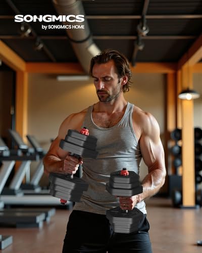SONGMICS Hantelset 10-40 kg, Hexagon Hanteln mit Verbindungsstange für effektives Home-Workout und Fitnesstraining