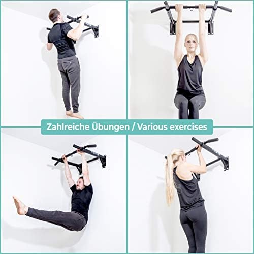 PULLUP & DIP Profi Klimmzugstange Wandmontage – Multigriff für Fitness Zuhause inkl. eBook und Zubehör, bis 200 kg