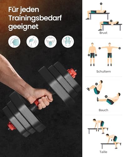 SONGMICS Hantelset 10-40 kg, Hexagon Hanteln mit Verbindungsstange für effektives Home-Workout und Fitnesstraining