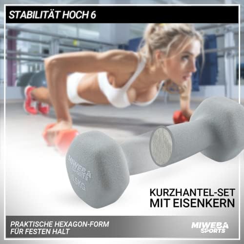Miweba Sports Neopren Hantelset NKH100 | Profi Kurzhanteln 0.5-10.0 Kg für effektives Training zuhause