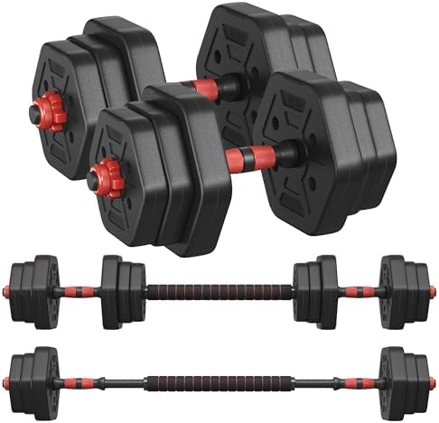 SONGMICS Hantelset 10-40 kg, Hexagon Hanteln mit Verbindungsstange für effektives Home-Workout und Fitnesstraining