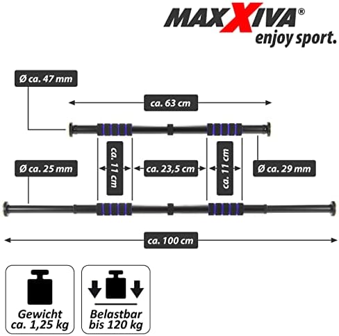 Klimmzugstange von – Stufenlos verstellbar 63-100 cm für Türrahmen – Perfekt für Home Workout und Bodybuilding