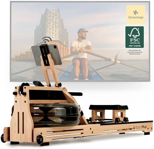 SportPlus Wasserrudergerät für Zuhause – Klappbar & FSC®-Zertifiziertes Eichenholz bis 180 kg – Fitness für alle Größen!