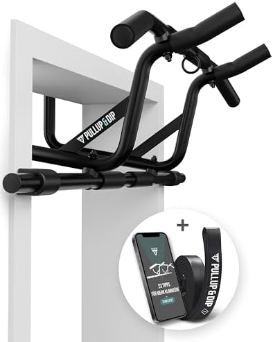PULLUP & DIP Klimmzugstange für Türrahmen – Profi Pull-up Bar mit gepolsterten Griffen für sicheres Training ohne Schrau