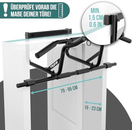 PULLUP & DIP Klimmzugstange für Türrahmen – Profi Pull-up Bar mit gepolsterten Griffen für sicheres Training ohne Schrau