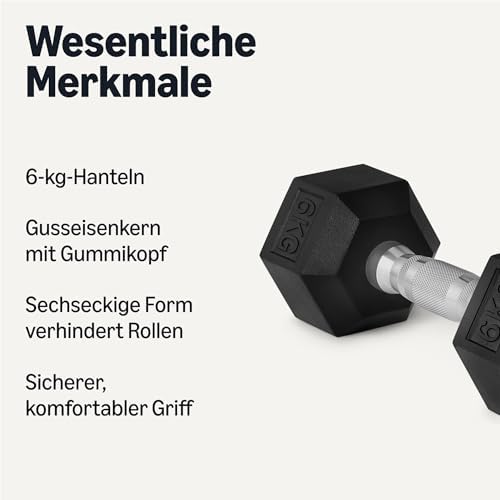 Amazon Basics Gummi Ummantelte Sechskant-Hantel-Set – Umweltfreundlich und nachhaltig für Home-Workout