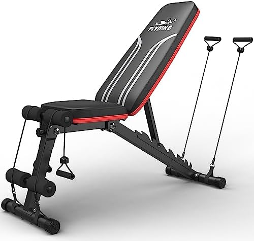 FLYBIRD Multifunktionale Hantelbank für Heim-Fitnessstudio – 8-fach verstellbare Rückenlehne, 318kg Belastbarkeit, klapp