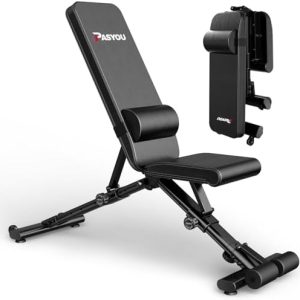PASYOU Verstellbare Hantelbank - 90 Grad Multifunktionsbank für Zuhause, 400KG Belastung, schnell klappbar