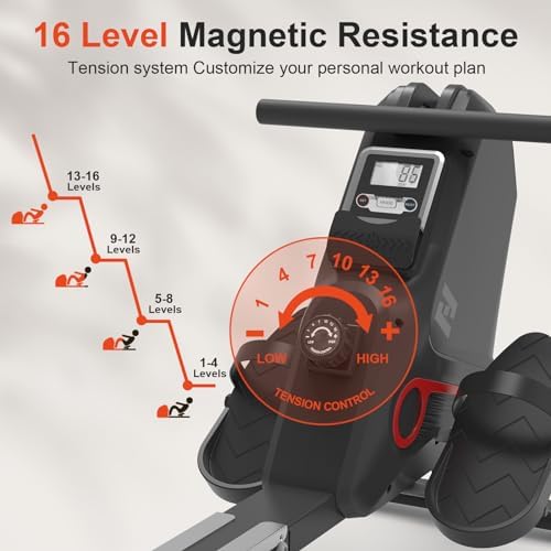 Neezee Rudergerät für zuhause – Magnetisches Rudergerät mit 16 Widerstandsstufen, leise und platzsparend mit LCD-Monitor