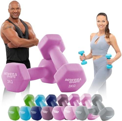 Miweba Sports Neopren Hantelset NKH100 | Profi Kurzhanteln 0.5-10.0 Kg für effektives Training zuhause