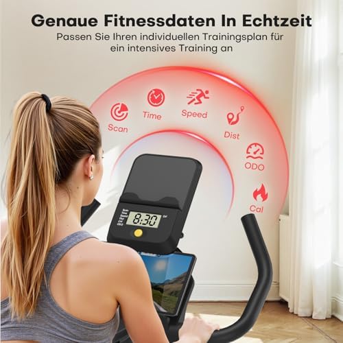 CHAOKE Heimtrainer Fahrrad mit APP – Leises Ergometer mit stufenlosem Magnetsystem, ideal für Indoor Fitness zuhause bis