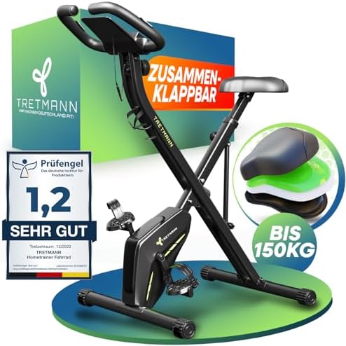 Tretmann Klappbarer Hometrainer – Extra Bequem & Leise für Senioren bis 150KG – Fitness für Zuhause