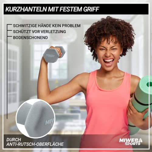 Miweba Sports Neopren Hantelset NKH100 | Profi Kurzhanteln 0.5-10.0 Kg für effektives Training zuhause