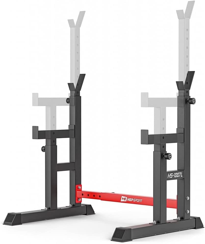Hop-Sport Langhantelständer - Verstellbares Squat Rack für Krafttraining Zuhause, bis 400 kg Belastbarkeit, Ideal für Kn