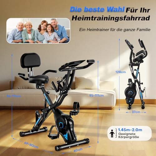 2025 Neu 5-in-1 Hometrainer Fahrrad - Klappbares Ergometer mit 16 Stufen, extra leise für effektives Indoor-Kardio-Train