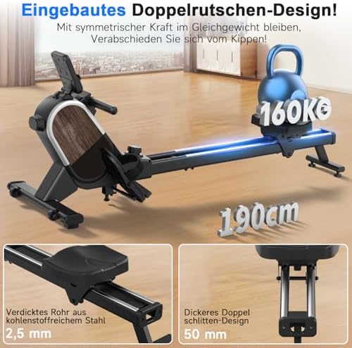 CHAOKE Rudergerät für Zuhause – Leises Magnetisches Upgrade 2026 mit App, 16 Widerstandsstufen und Doppelschienen bis 16