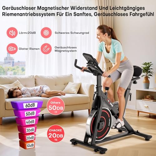 CHAOKE Heimtrainer Fahrrad mit APP – Leises Ergometer mit stufenlosem Magnetsystem, ideal für Indoor Fitness zuhause bis