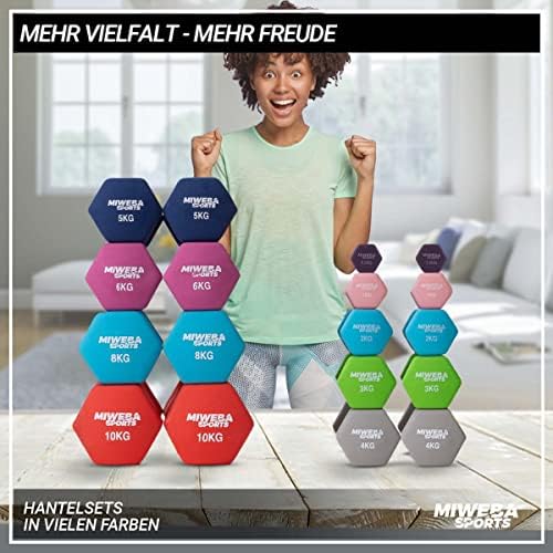 Miweba Sports Neopren Hantelset NKH100 | Profi Kurzhanteln 0.5-10.0 Kg für effektives Training zuhause