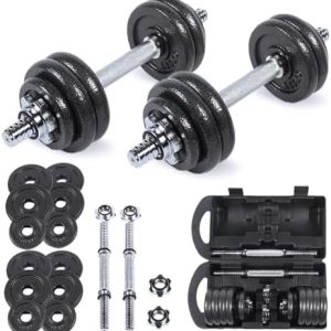 SPORTINATOR® "Machine" Hantel Set mit Koffer – Vielseitiges 2-in-1 Hantelset (15–40 kg) für effektives Training zu Hause