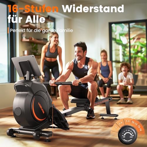 YOSUDA Rudergerät für Zuhause – Ultraleise Magnetmaschine mit 16 Widerstandsstufen, APP & LCD, platzsparend und bis 160k