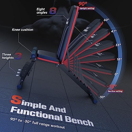 FLYBIRD Multifunktionale Hantelbank für Heim-Fitnessstudio – 8-fach verstellbare Rückenlehne, 318kg Belastbarkeit, klapp