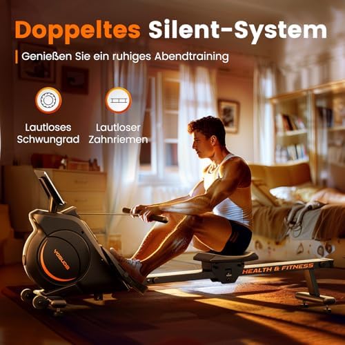 YOSUDA Rudergerät für Zuhause – Ultraleise Magnetmaschine mit 16 Widerstandsstufen, APP & LCD, platzsparend und bis 160k