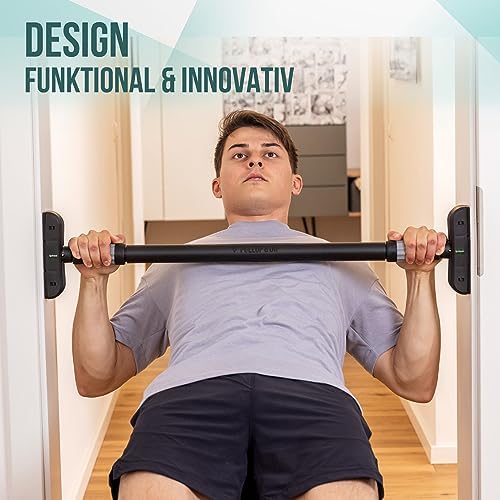 PULLUP & DIP Klimmzugstange für Türrahmen – Profi Pull-up Bar mit gepolsterten Griffen für sicheres Training ohne Schrau