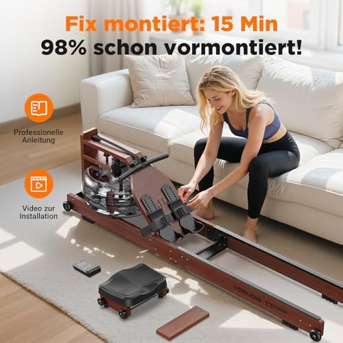 YOSUDA Rudergerät für Zuhause – Ultraleise Magnetmaschine mit 16 Widerstandsstufen, APP & LCD, platzsparend und bis 160k
