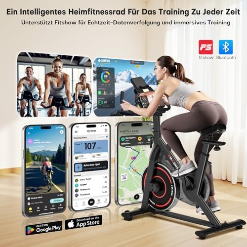 CHAOKE Heimtrainer Fahrrad mit APP – Leises Ergometer mit stufenlosem Magnetsystem, ideal für Indoor Fitness zuhause bis