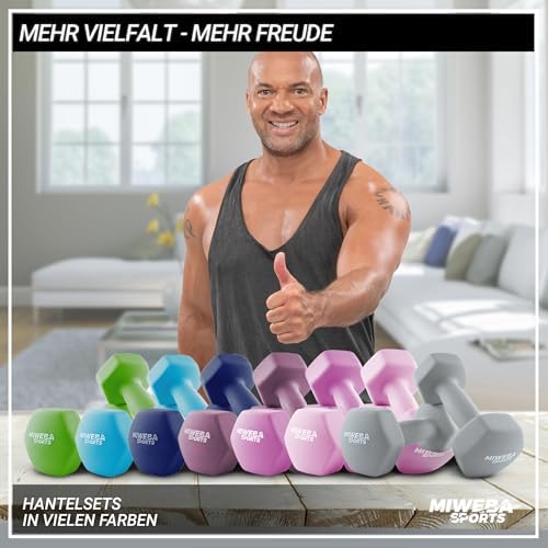 Miweba Sports Neopren Hantelset NKH100 | Profi Kurzhanteln 0.5-10.0 Kg für effektives Training zuhause