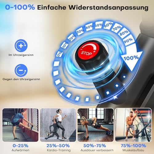 CHAOKE Heimtrainer Fahrrad mit APP – Leises Ergometer mit stufenlosem Magnetsystem, ideal für Indoor Fitness zuhause bis